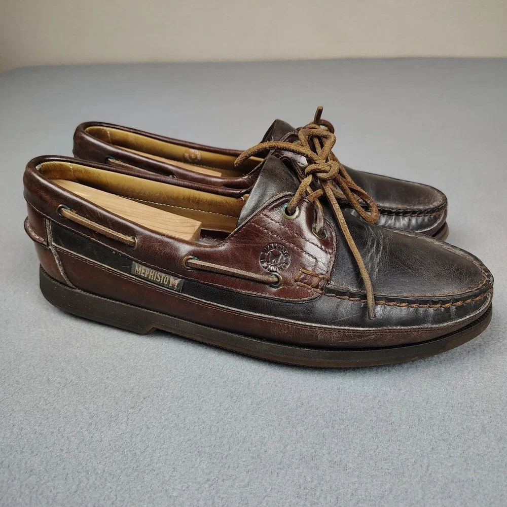 MEPHISTO Hurrikan Spinnaker Boat Shoes Loafers US 9 / UK 8.5 Chestnut Leather